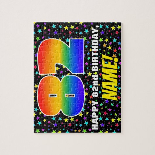 82e verjaardag - Fun, kleurrijk Star Field Pattern Legpuzzel (Verticaal)