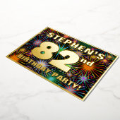 82e verjaardag — Fun, kleurrijke Fireworks-look Folie Uitnodiging (Gedraaid)