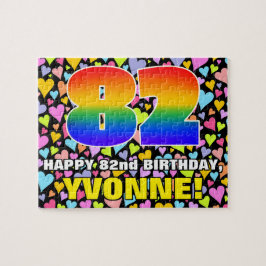 82e verjaardag - Fun, liefhebbende hartvormen + "8 Legpuzzel