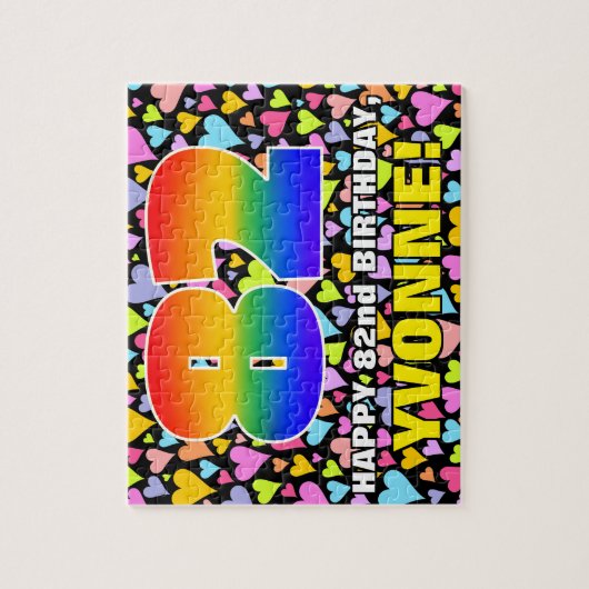 82e verjaardag - Fun, liefhebbende hartvormen + "8 Legpuzzel (Verticaal)