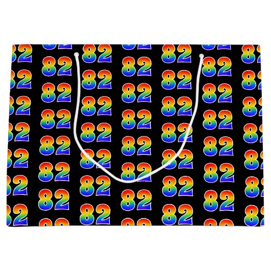 82e verjaardag: Fun Rainbow Event Number 82 Patter Groot Cadeauzakje (Voorkant)