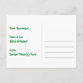 82e Verjaardag: Fun Stars Patroon, Regenboog 82, N Briefkaart (Achterkant)