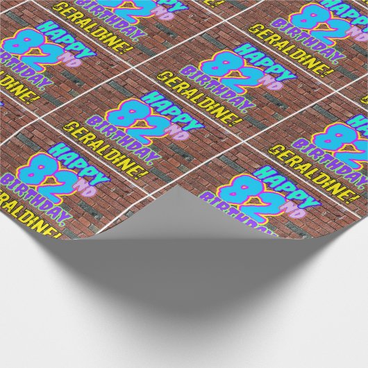 82e verjaardag: Fun, Urban Graffiti geïnspireerd K Cadeaupapier (Hoek)