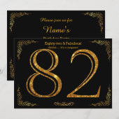 82e verjaardag,Gatsby styl,zwarte goudglitter Kaart (Voorkant / Achterkant)