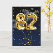 82e verjaardag Gold Mylar ballon en Confetti Card Kaart (Gele Bloem)