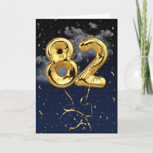 82e verjaardag Gold Mylar ballon en Confetti Card Kaart
