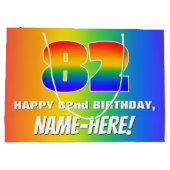 82e verjaardag: kleurrijk, vun regenboogpatroon # groot cadeauzakje (Achterkant)