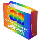 82e verjaardag: kleurrijk, vun regenboogpatroon # groot cadeauzakje (Achterkant Gekanteld)