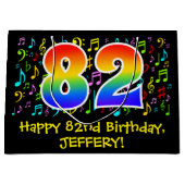 82e verjaardag - Kleurrijke muzieksymbolen, Rainbo Groot Cadeauzakje (Voorkant)