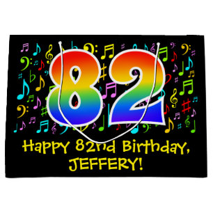 82e verjaardag - Kleurrijke muzieksymbolen, Rainbo Groot Cadeauzakje