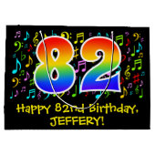 82e verjaardag - Kleurrijke muzieksymbolen, Rainbo Groot Cadeauzakje (Achterkant)