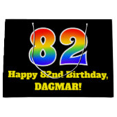 82e verjaardag ~ Leuk, Kleurrijk, Levendig, Regenb Groot Cadeauzakje (Voorkant)