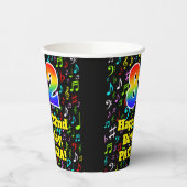 82e Verjaardag: Leuk Muzieknoten Patroon, Regenboo Papieren Bekers (Links)