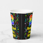 82e Verjaardag: Leuk Muzieknoten Patroon, Regenboo Papieren Bekers (Rechts)