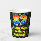 82e Verjaardag: Leuk Muzieknoten Patroon, Regenboo Papieren Bekers (Voorkant)