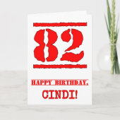 82e verjaardag: Leuk, rood rubberen stempel geïnsp Kaart (Voorkant)