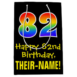 82e verjaardag: Leuk, Vet, Kleurrijk, Regenboog "8 Medium Cadeauzakje