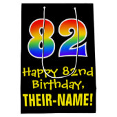 82e verjaardag: Leuk, Vet, Kleurrijk, Regenboog "8 Medium Cadeauzakje (Achterkant)