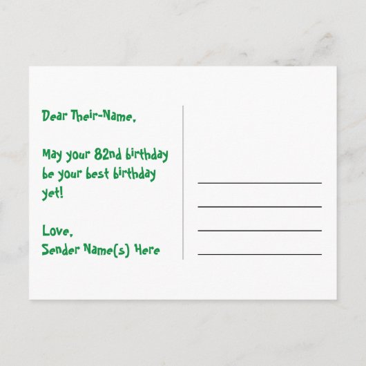 82e Verjaardag – Leuke Vuurwerk Patroon + Regenboo Briefkaart (Achterkant)