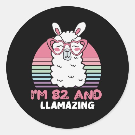 82e verjaardag Llamazing Llama 82 jaar oude dag Ronde Sticker (Voorkant)