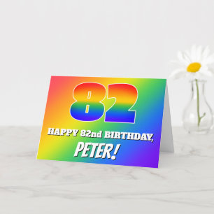 82e verjaardag: Meerkleurig regenboogpatroon # 82 Kaart
