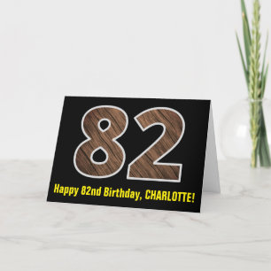 82e verjaardag: Naam + Faux Wood Grain Patroon "82 Kaart
