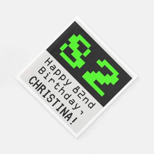 82e verjaardag - Nerdy / Geeky Style "82" & naam Servet (Hoek)