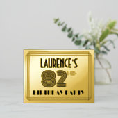 82e verjaardag partij ~ Art Deco Style "82" + naam Folie Uitnodiging Briefkaart (Staand Voorkant)