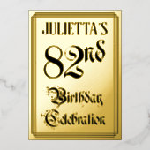 82e verjaardag Partij — Elegant Manuscript + de Na Folie Uitnodiging (Voorkant)