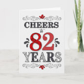 82e verjaardag Proost in rood wit zwart patroon Kaart (Voorkant)