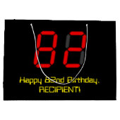 82e verjaardag: Red Digital Clock Style "82" + naa Groot Cadeauzakje (Achterkant)