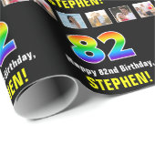 82e verjaardag: Regenboog "82"; Aangepaste foto's  Cadeaupapier (Rol Hoek)