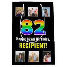 82e verjaardag: Regenboog "82", aangepaste foto's 