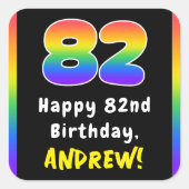 82e verjaardag: Regenboogspectrum # 82, Aangepaste Vierkante Sticker (Voorkant)