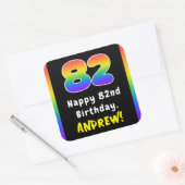 82e verjaardag: Regenboogspectrum # 82, Aangepaste Vierkante Sticker (Envelop)