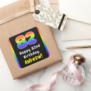 82e verjaardag: Regenboogspectrum # 82, Aangepaste Vierkante Sticker
