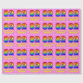 82e verjaardag: Roze strips & harten, regenboognr. Cadeaupapier (Vlak)