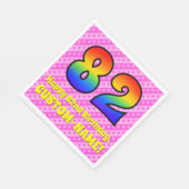 82e verjaardag: Roze strips & harten, regenboognr. Servet (Hoek)