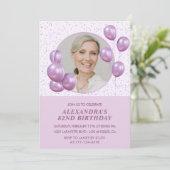 82e verjaardag uitnodigingen Foto Paarse ballonnen (Staand voorkant)