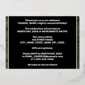 82e verjaardag van de partij van de geboorte — Vet Folie Uitnodiging (Achterkant)