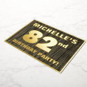 82e verjaardag: Vet, Faux Hood Grain Pattern Folie Uitnodiging (Gedraaid)