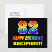 82e verjaardag: Vet, Vun, Eenvoudig, Regenboog 82 Briefkaart (Voorkant / Achterkant)