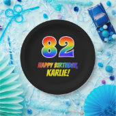 82e verjaardag: Vet, Vun, Eenvoudig, Regenboog 82 Papieren Bordje (Feest)