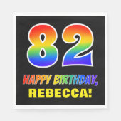 82e verjaardag: Vet, Vun, Eenvoudig, Regenboog 82 Servet (Voorkant)