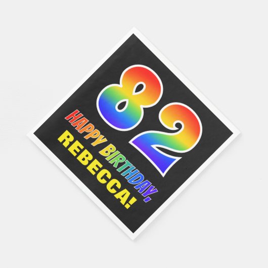 82e verjaardag: Vet, Vun, Eenvoudig, Regenboog 82 Servet (Hoek)