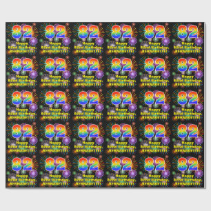 82e verjaardag: vuurwerk, regenboogblik # "82" cadeaupapier