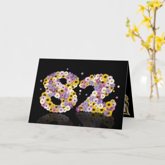 82e verjaardagskaart met bloemen letters kaart (Gele Bloem)