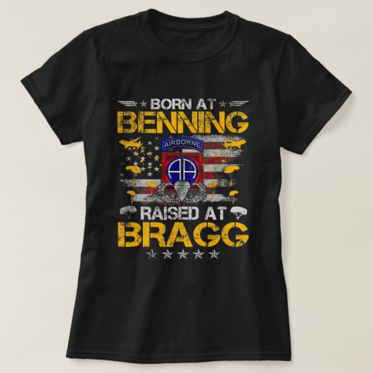 82e vliegerveteraan geboren op Ft Benning, verhoog T-shirt (Design voorkant)