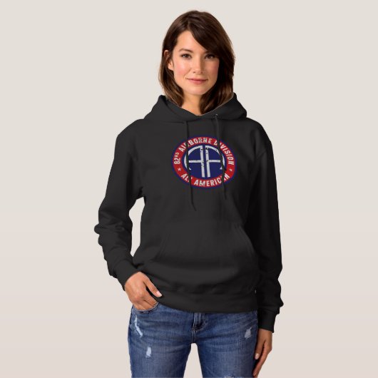 82nd Airborne Division "All American" Grunge Vrouw Hoodie (Voorkant volledig)