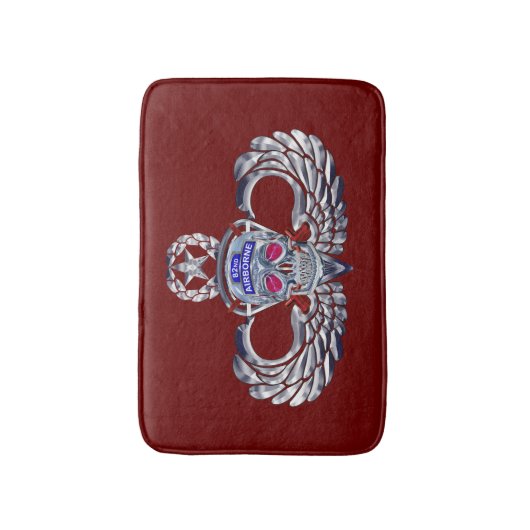 82nd Airborne Division "Silver Skull" Maroon Badmat (Voorkant Verticaal)